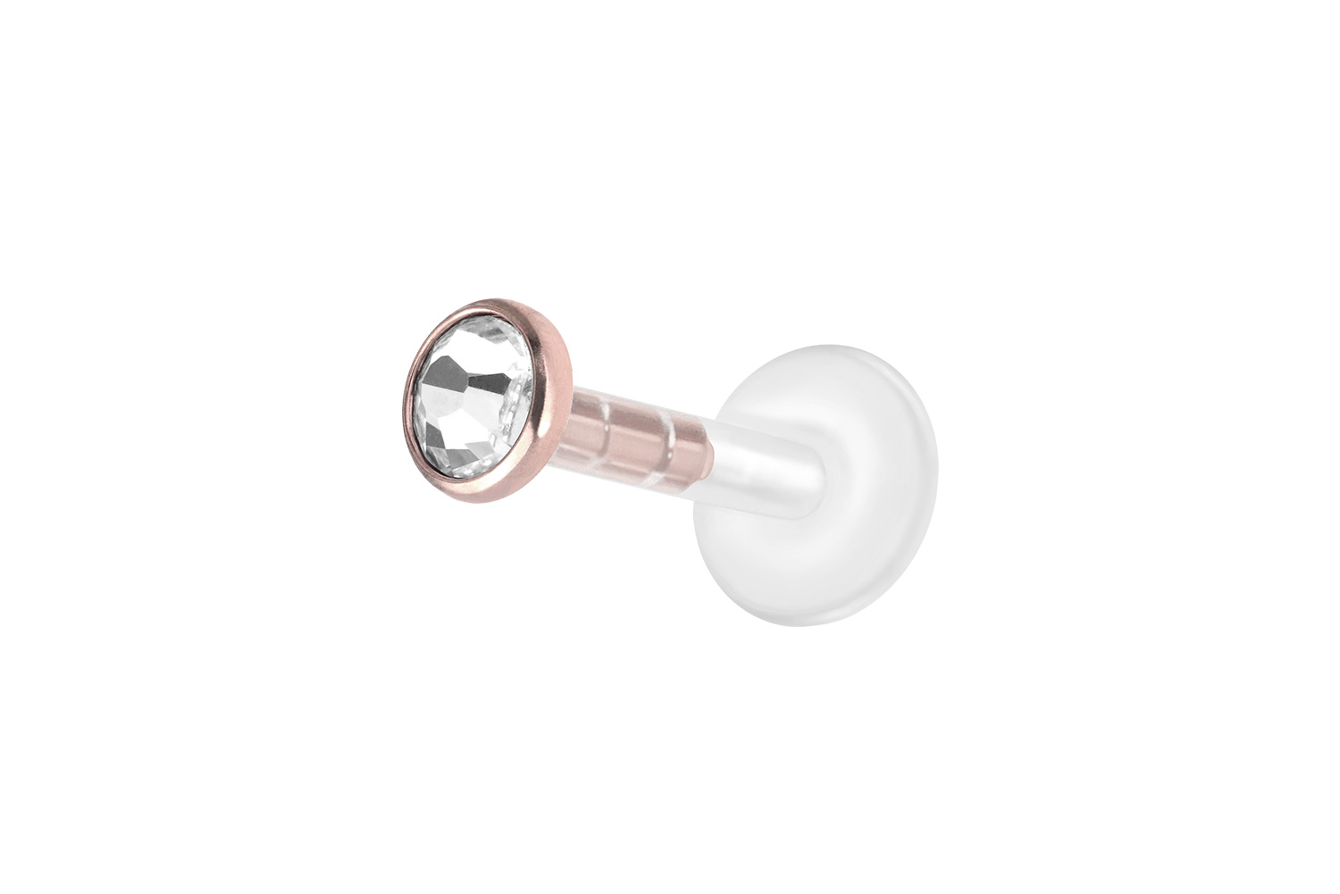 PMFK Labret Piercing mit Plug-in System + Chirurgenstahl-Aufsatz FLACHER KRISTALL